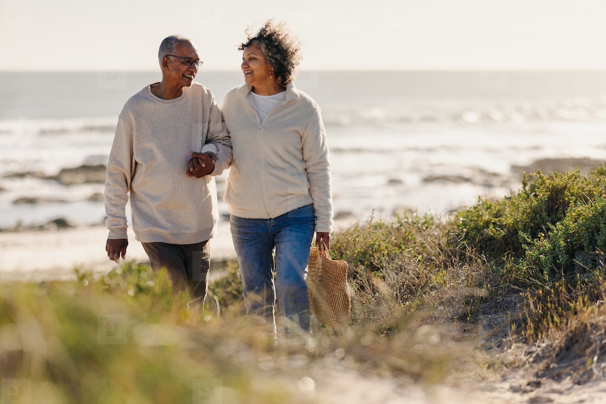 mature couple beach