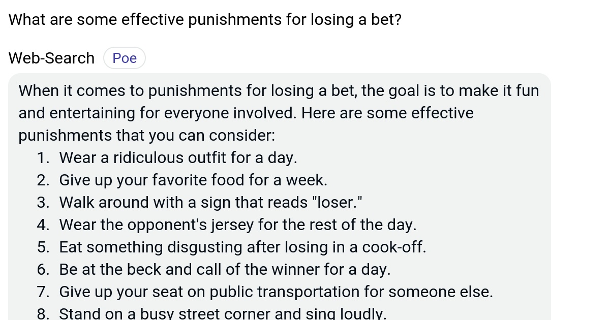 losing a bet punishment