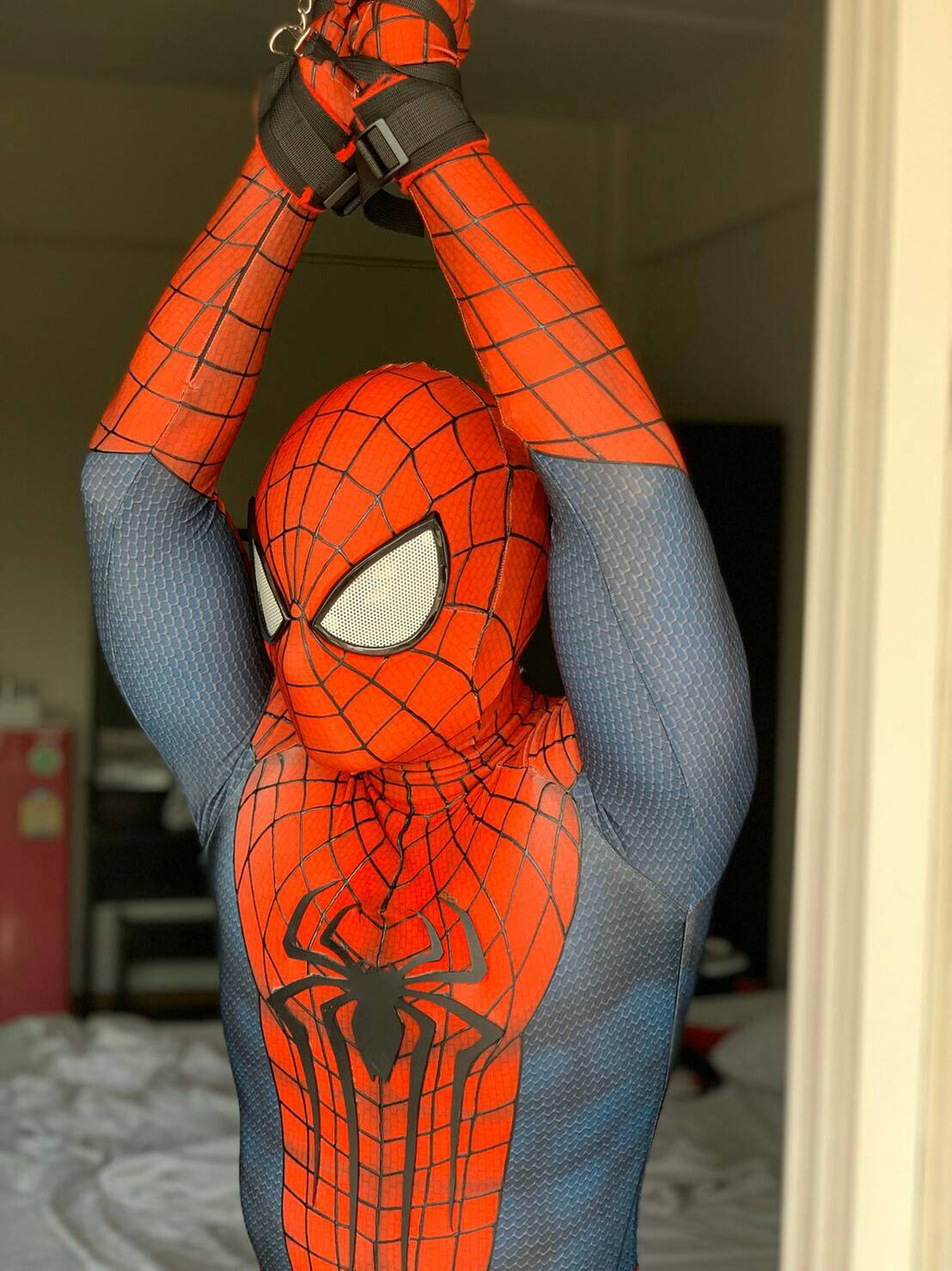 spiderman bondage - new lesbian strapon big boob groping