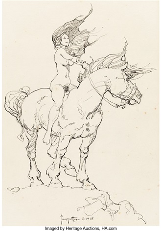 nude women on horseback