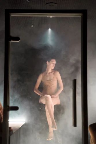 Nude Men In Steam Room through dresses