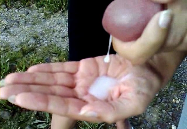 cumming in her hands - streamer nipple slip anal torture pain