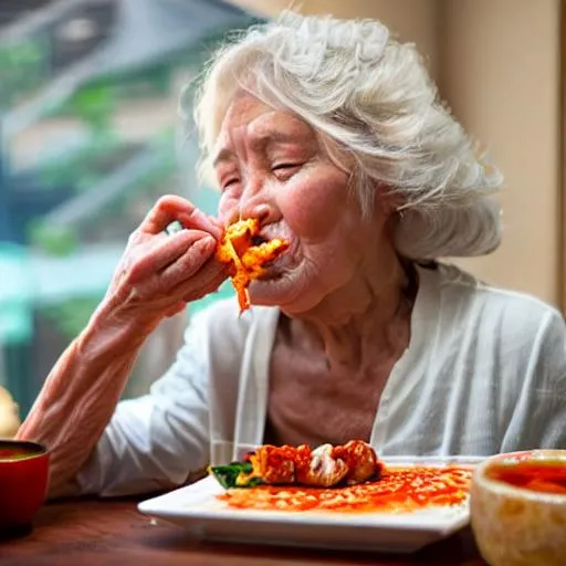 grandma eating come