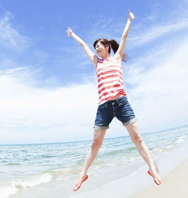 Japan Nude Beach behind standing