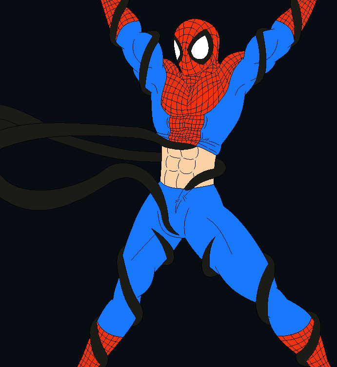 spiderman bondage - long pink nipples cfnm gym