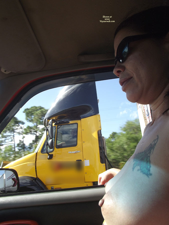 Women Flashing Truckers redhead wife